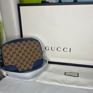 Gucci Canvas GG Bree Messenger Bag Camera Crossbody in Blue
